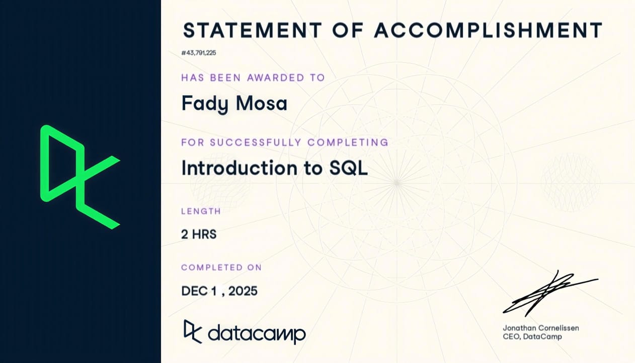 DataCamp SQL Certificate 2